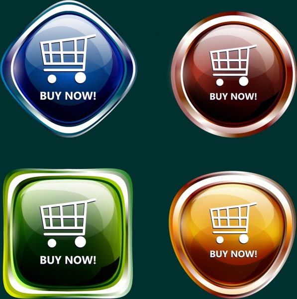 Página Web botones diseño brillante colorido de la colección de varias formas