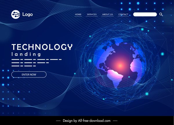 web sayfası şablonu karanlık teknoloji tema küre kroki