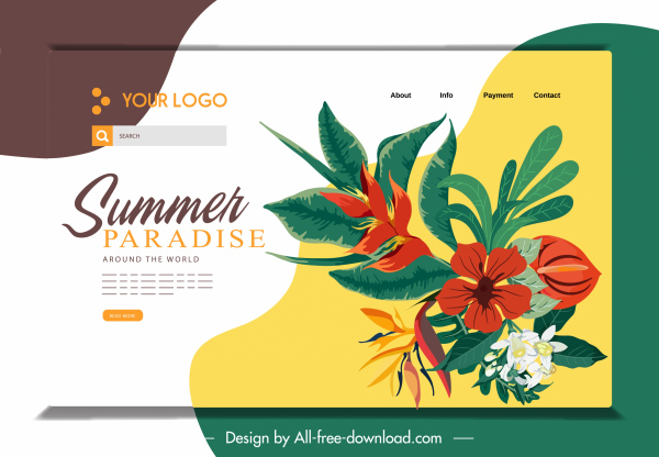 templat halaman web desain klasik bunga