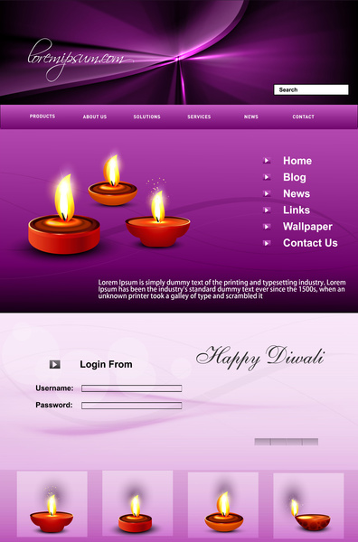 sito web bella elegante felice diwali modello colorato festival sfondo vettoriale