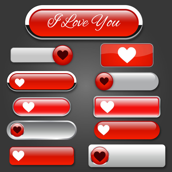 desain tombol website dengan gaya valentine