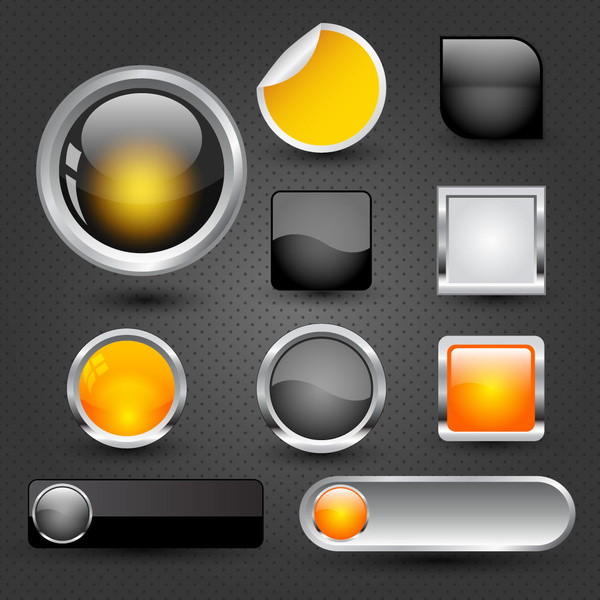 光沢のある色の図形サイト ボタン アイコンのデザイン