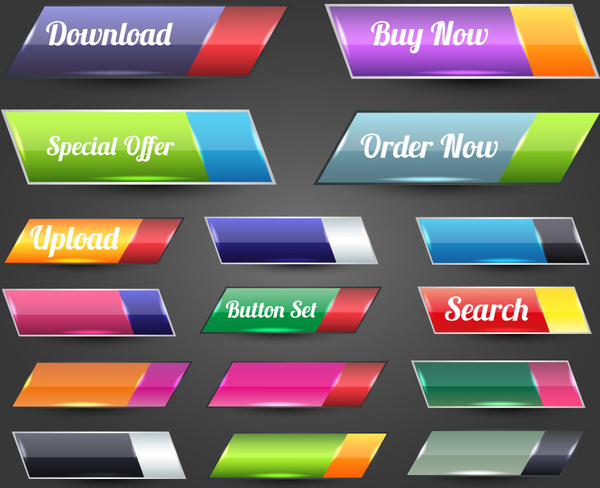 Website Buttons Vector Illustration With Shiny Colored Ellipsoidal