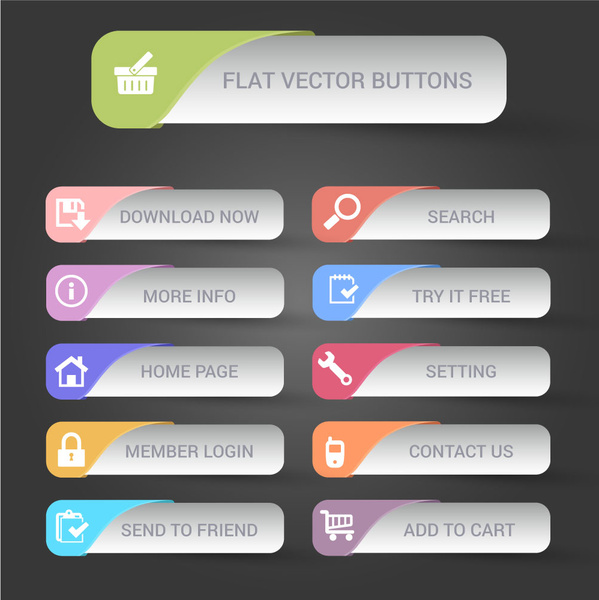 веб-сайт дизайн плоские кнопки наборы