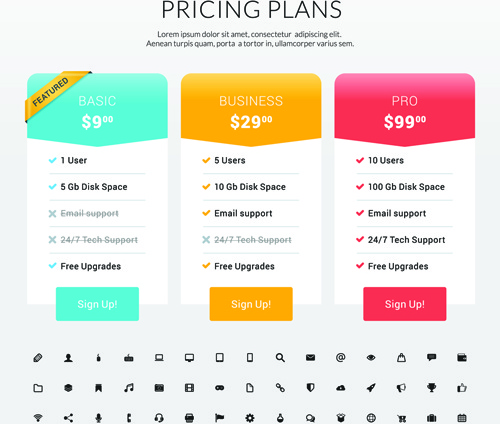 Web sitesi fiyatlandırma planları afiş vektör