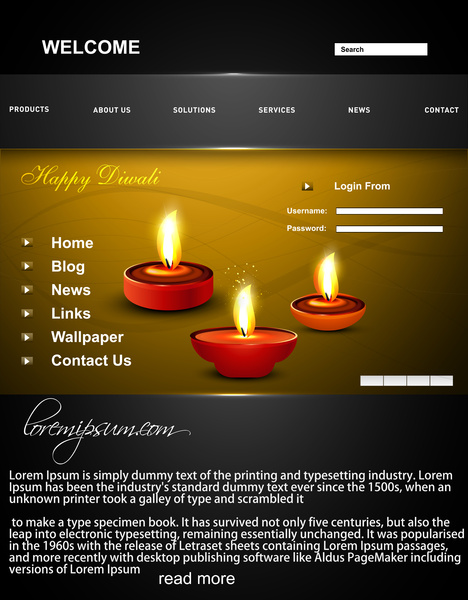 modèle de site Web fond festival hindou coloré de beaux joyeux diwali