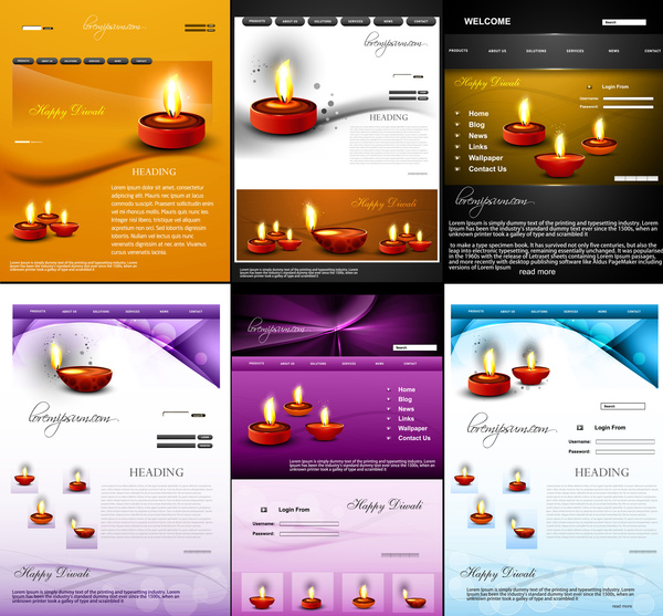网站模板美丽的快乐排灯节丰富多彩的印度教节日背景