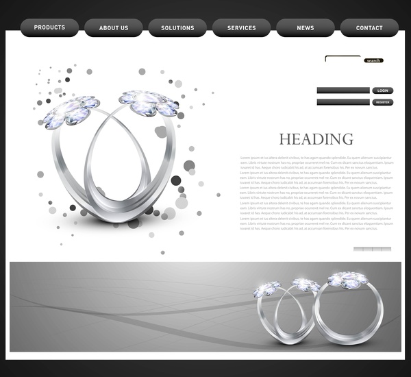 site modelo apresentação diamante anel vector design