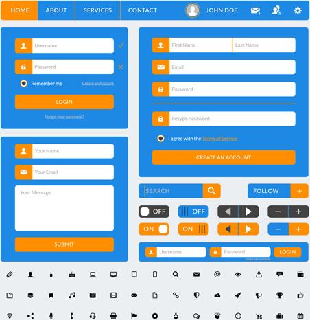 sito Web con interfaccia utente piatto mobile design vettoriale