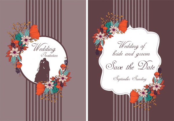 latar belakang pernikahan desain frame Bunga bergaris-garis ungu dekorasi