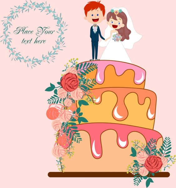 latar belakang pernikahan ikon kue krim dekoratif