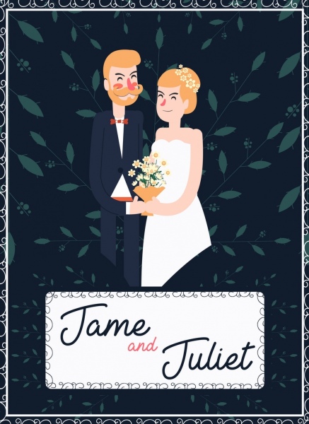 icônes de mariée mariage contexte marié personnages de dessin animé