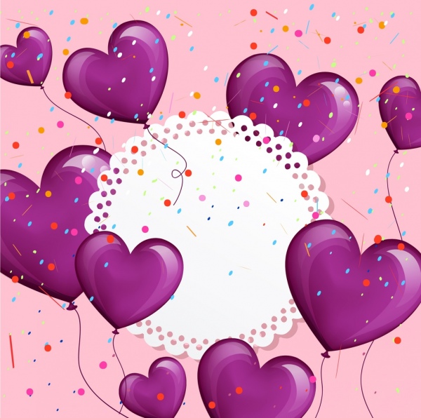 latar belakang ungu jantung balon dekorasi pernikahan