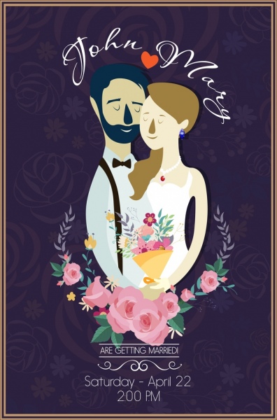 Свадьба баннер пара цветы иконы каллиграфическом стиле