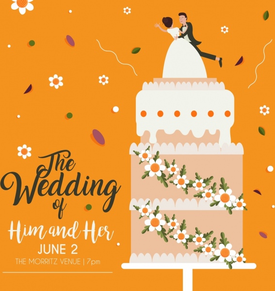 婚禮橫幅層奶油蛋糕圖示裝飾