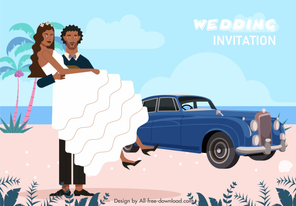 pernikahan banner perkawinan yang bahagia beberapa kartun desain template