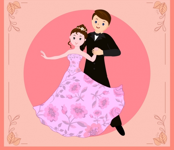 tampa de cartão de casamento decoração de humano ícones do estilo de dança