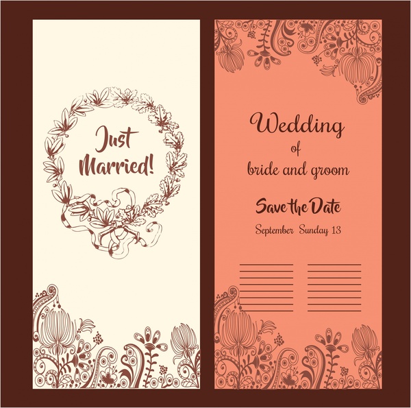 結婚式のカード デザイン花とクラシックなスタイル