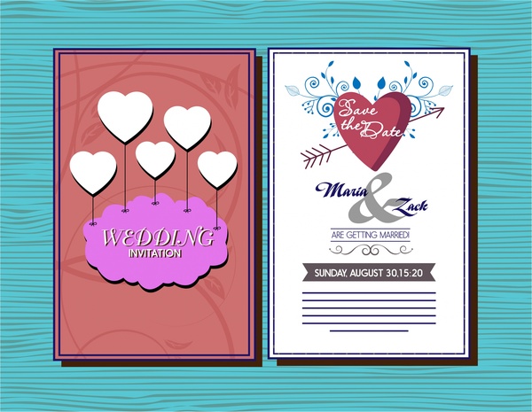 結婚式カード デザイン心と矢印の装飾スタイル