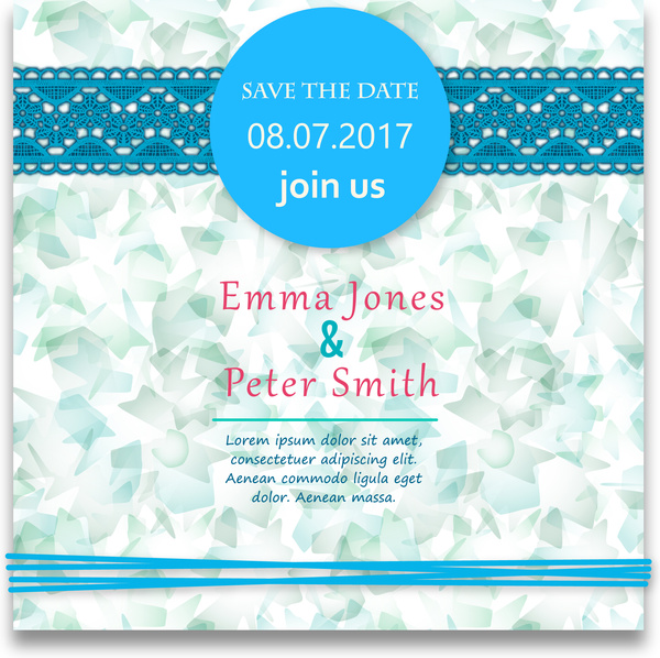 pernikahan desain kartu dengan abstrak latar belakang biru
