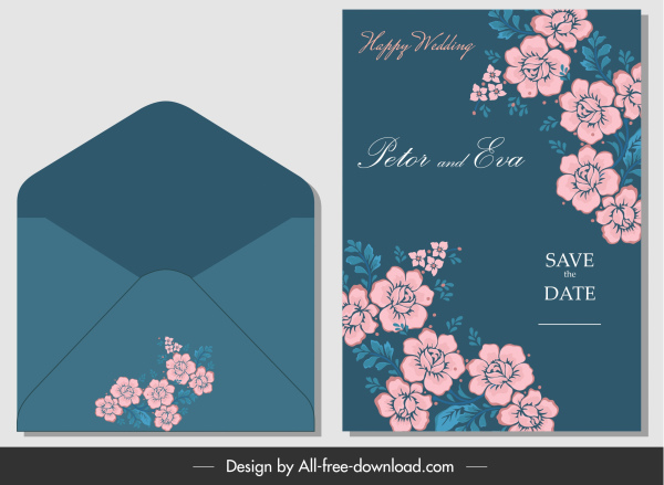 Hochzeit Karte Umschlag Vorlage elegante schöne Botanik Dekor