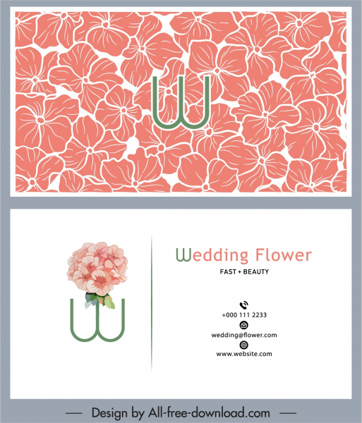 婚禮卡範本植物花瓣素描手繪經典