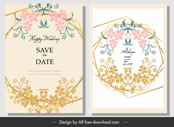 tarjeta de la boda plantilla botánica marco de decoración colorido clásico