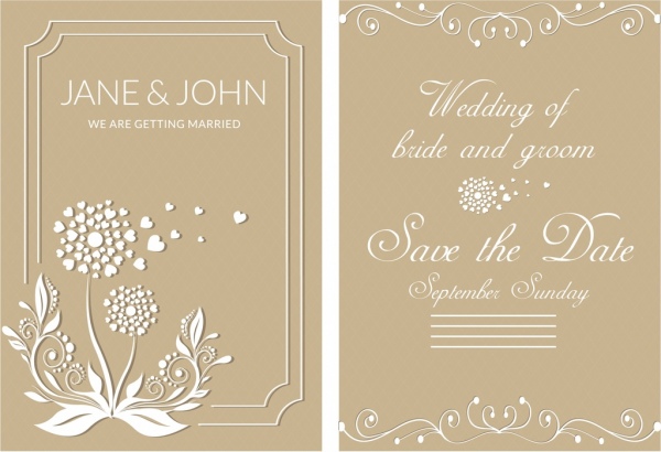 Свадебные карточки шаблон коричневый дизайн классические украшения