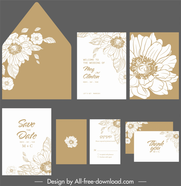 plantilla de tarjeta de boda clásico elegante decoración botánica