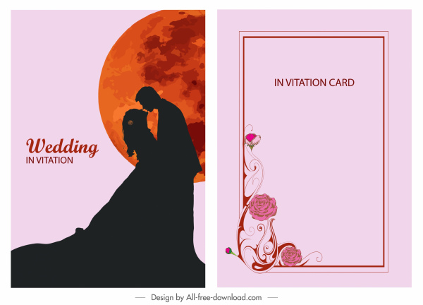 pernikahan kartu template beberapa siluet bulan dekorasi
