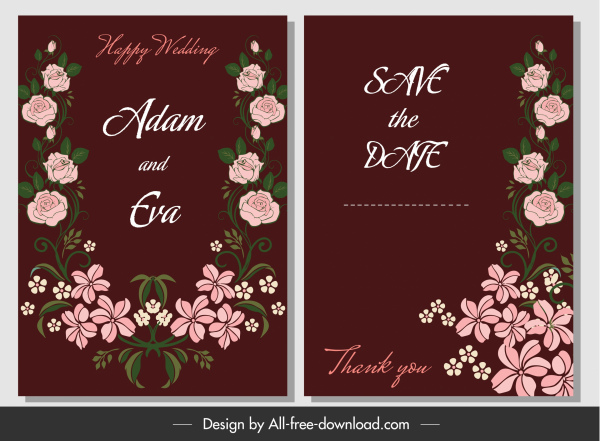 Свадебные карточки шаблон классические цветочные элегантный декор