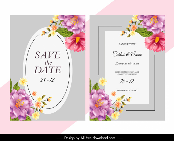 Wedding Card Template Elegant Colorful Floras Decor