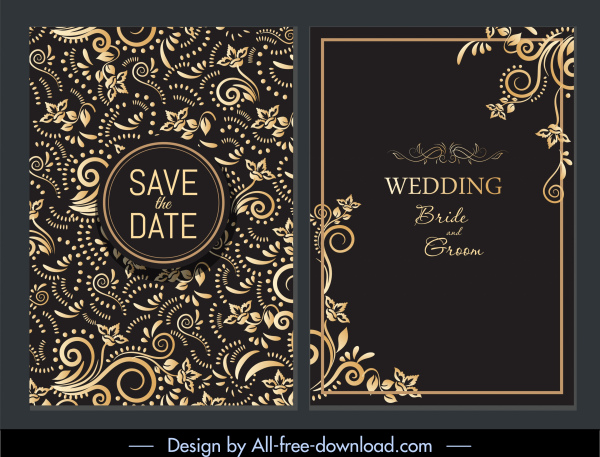 Hochzeitskarte Vorlage europäische elegante dunkle Kurven Dekor