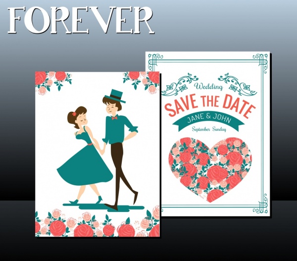 婚禮卡片範本圖標設計可愛花朵的心