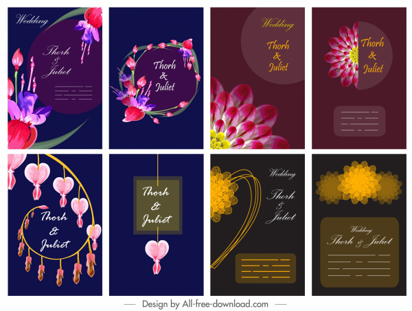 Wedding Card Templates Dark Colorful Classic Elegant Decor