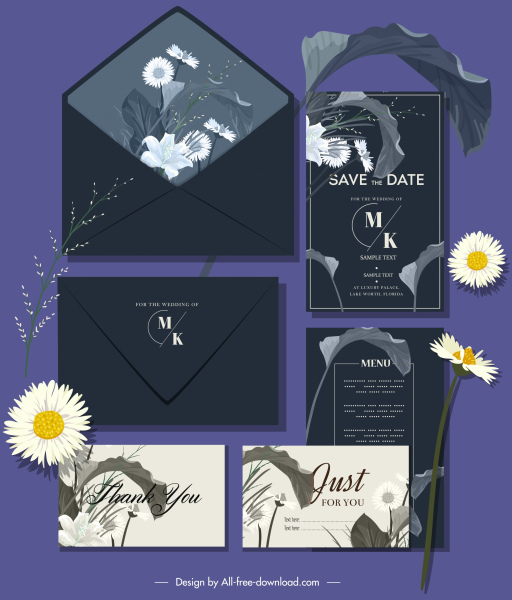 plantillas de tarjeta de boda elegante floras deja decoración