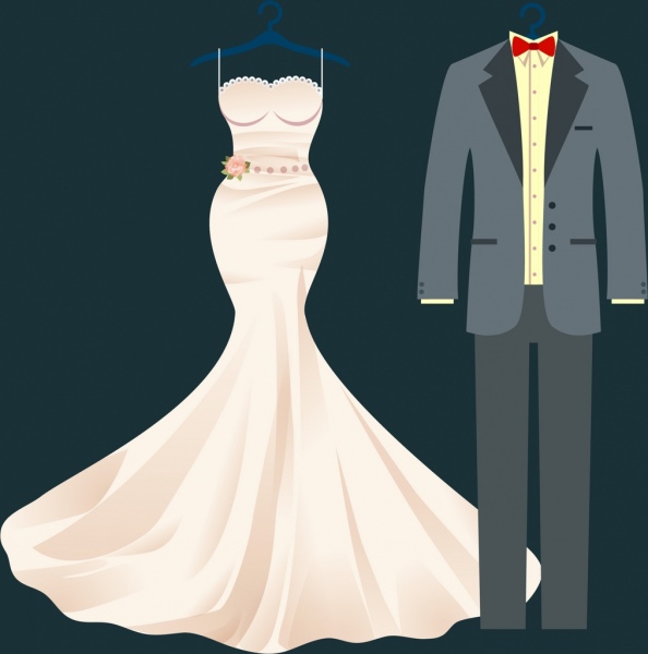Trang phục chính thức phong cách thiết kế của đám cưới xa hoa.