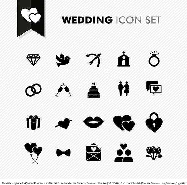 pernikahan set ikon vektor