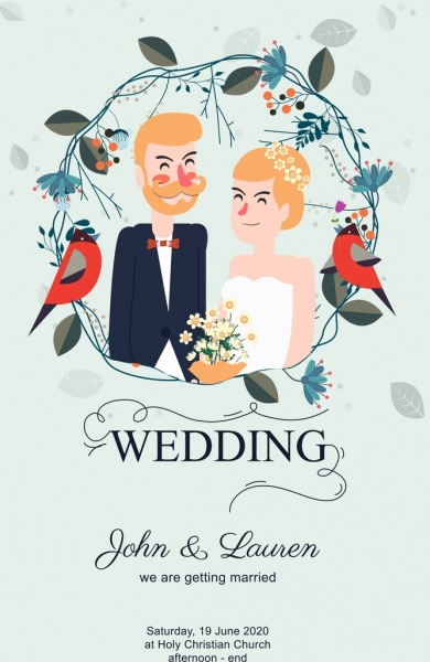 banner de invitación novio novia icono decoración clásica de la boda