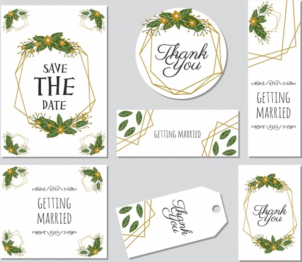 modèles de cartes d’invitation calligraphiques de mariage laisse à décor géométrique