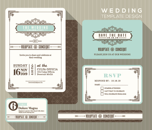 düğün davetiyesi vintage kartları vektör