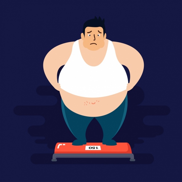 Problema de peso peso icono dibujo hombre gordo