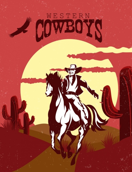 western kowboj sztandar czerwony wzór klasycznego retro dekoracji