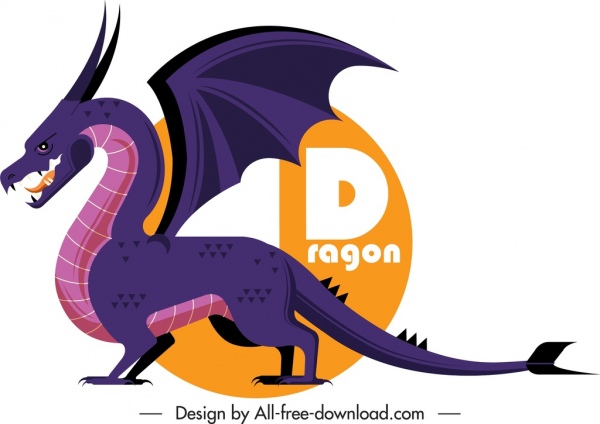 esboço de desenhos animados coloridos de ícone de dragão ocidental