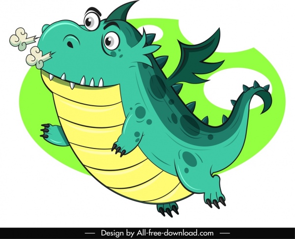 Ikon Naga Barat Sketsa Terbang Karakter kartun lucu