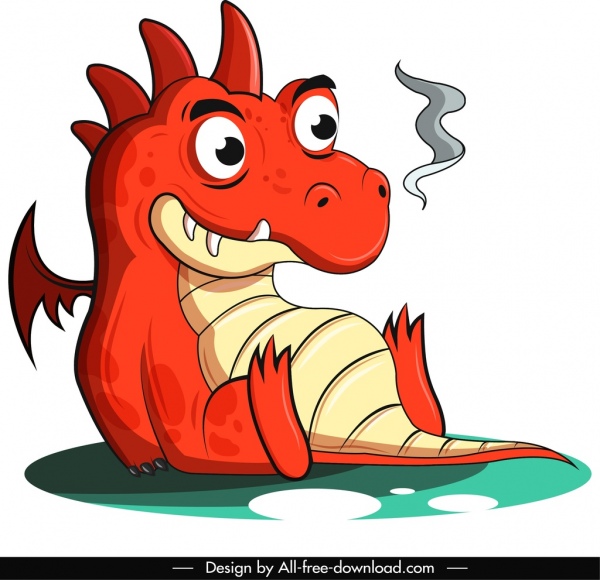 ícone do dragão ocidental esboço engraçado do personagem dos desenhos animados