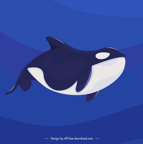 Pintura de ballenas Criatura de natación Boceto azul blanco decoración