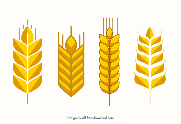 ikon gandum bentuk simetris klasik datar emas
