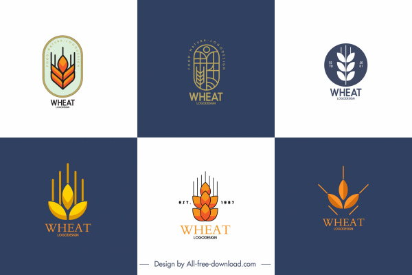 plantillas de logotipos de trigo diseño clásico plano