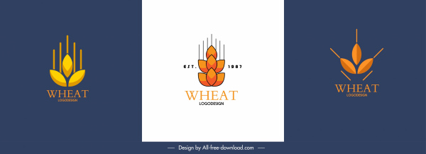 Weizen-Logotypen flache klassische Formen Skizze
